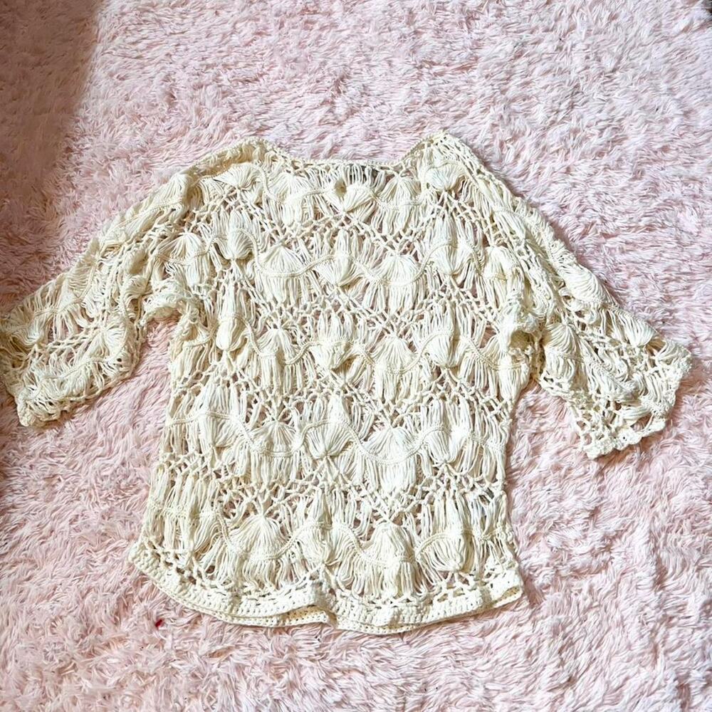 Open‎ Knit Crotchet Boho Cottage Core Earthy Witchy Hippie Granola Festival Top